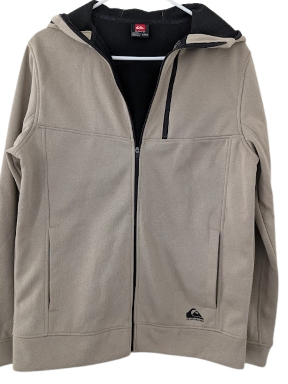 Quiksilver Light Beige Pullover Hoodie with Black Logo